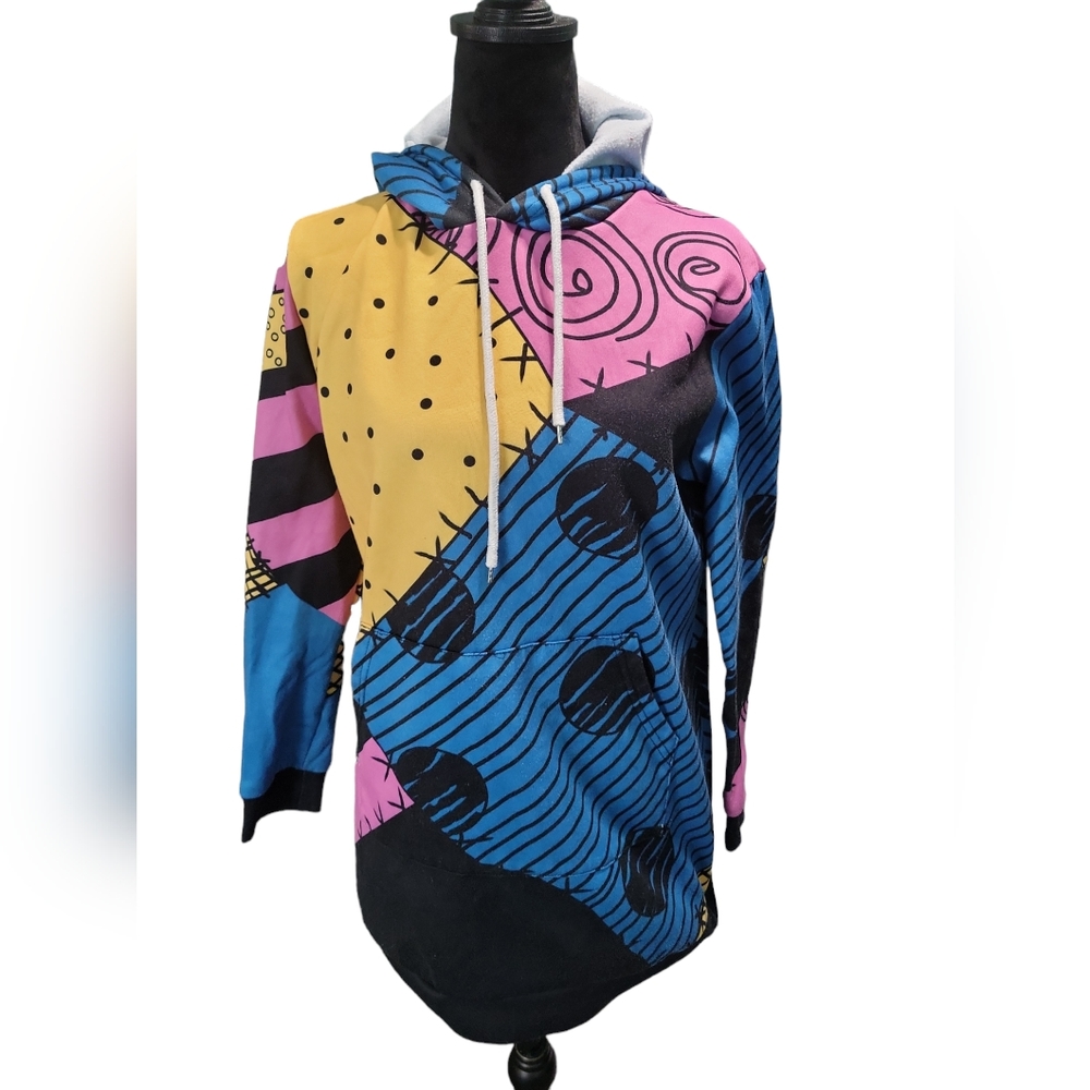 Disney The Nightmare Before Christmas Sally fleece Patchwork Hoodie Medium